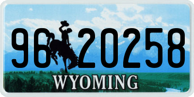 WY license plate 9620258