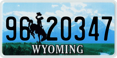 WY license plate 9620347