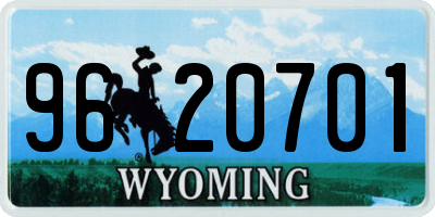 WY license plate 9620701