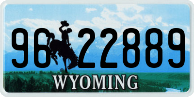 WY license plate 9622889