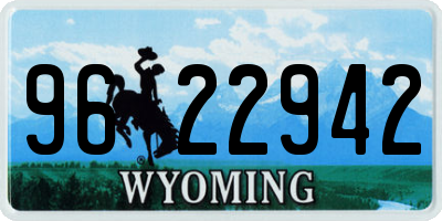 WY license plate 9622942