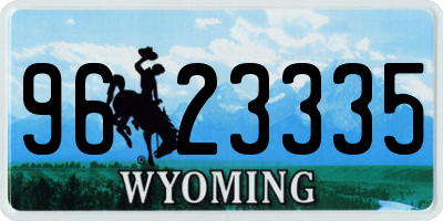 WY license plate 9623335
