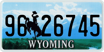 WY license plate 9626745