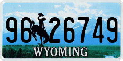 WY license plate 9626749