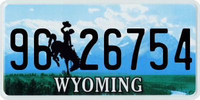 WY license plate 9626754