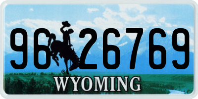WY license plate 9626769