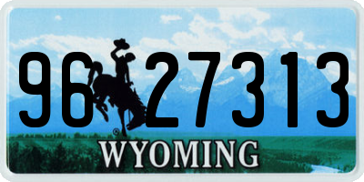 WY license plate 9627313