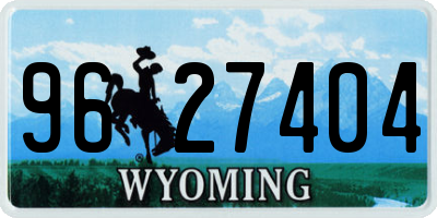 WY license plate 9627404