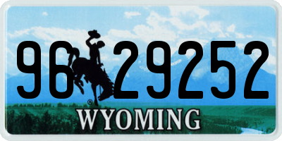 WY license plate 9629252
