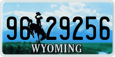 WY license plate 9629256