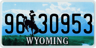 WY license plate 9630953