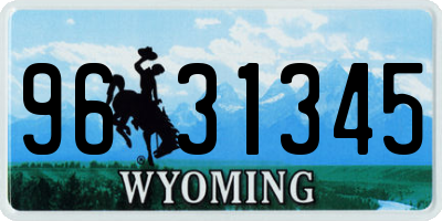 WY license plate 9631345