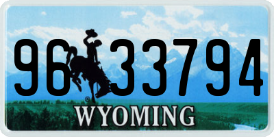 WY license plate 9633794