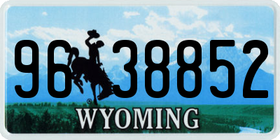 WY license plate 9638852