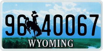 WY license plate 9640067