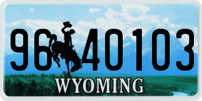 WY license plate 9640103
