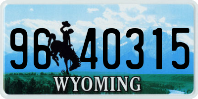 WY license plate 9640315