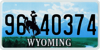 WY license plate 9640374