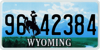 WY license plate 9642384