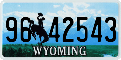 WY license plate 9642543