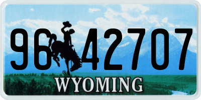 WY license plate 9642707