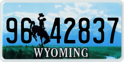 WY license plate 9642837