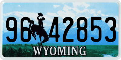 WY license plate 9642853