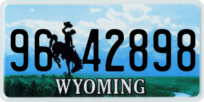 WY license plate 9642898