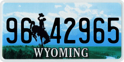 WY license plate 9642965