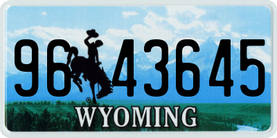 WY license plate 9643645