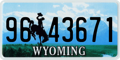 WY license plate 9643671