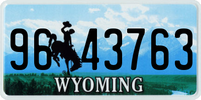 WY license plate 9643763