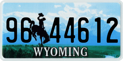 WY license plate 9644612