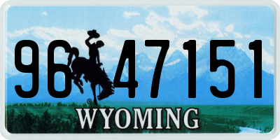 WY license plate 9647151