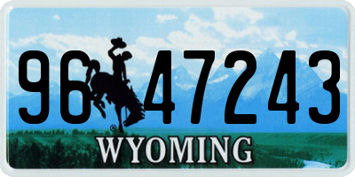 WY license plate 9647243