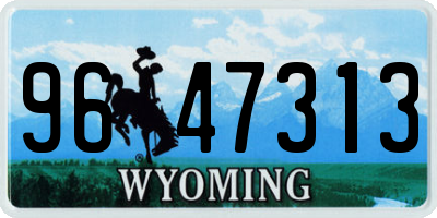 WY license plate 9647313