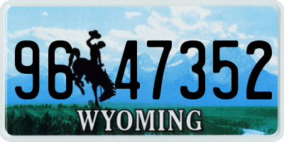 WY license plate 9647352