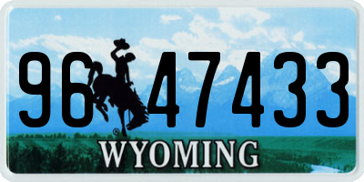 WY license plate 9647433