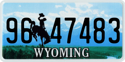 WY license plate 9647483
