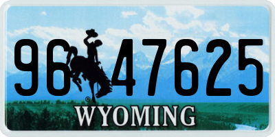 WY license plate 9647625