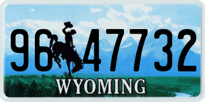 WY license plate 9647732