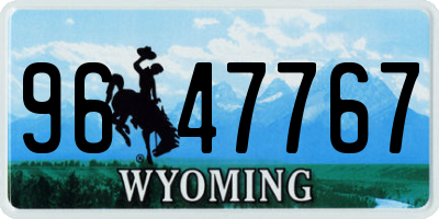 WY license plate 9647767