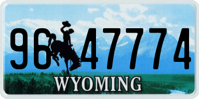 WY license plate 9647774