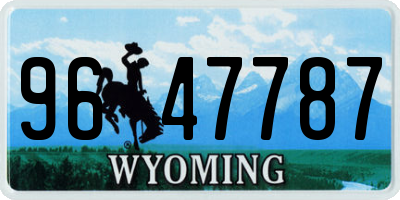 WY license plate 9647787
