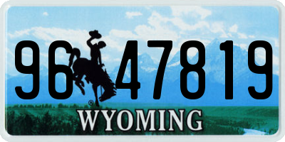 WY license plate 9647819