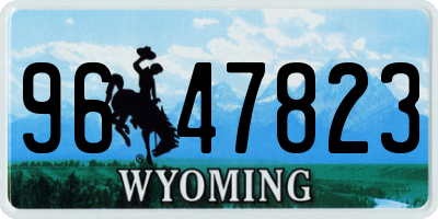WY license plate 9647823