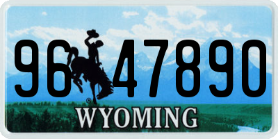 WY license plate 9647890