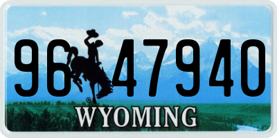 WY license plate 9647940