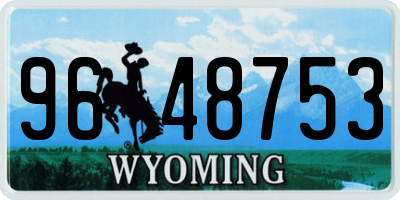 WY license plate 9648753