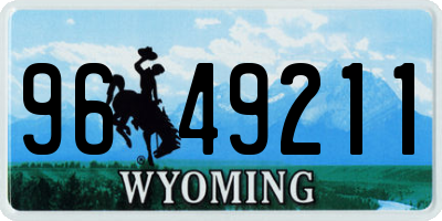 WY license plate 9649211